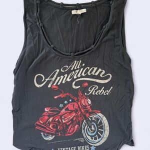 Maurices Gray Graphic Cropped Tank Top